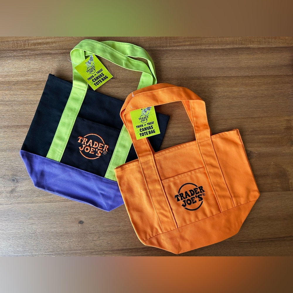NWT Trader Joe’s Halloween Mini Tote Bags Set of Two [Multicolor & Orange]